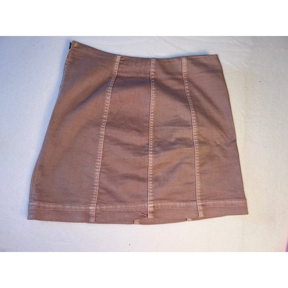Wild Fable Mauve Pink High Waisted Mini Skirt Size 8 Side Zip Twill Seamed